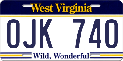 WV license plate OJK740