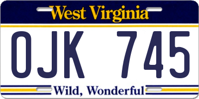 WV license plate OJK745