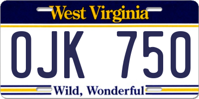 WV license plate OJK750