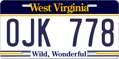 WV license plate OJK778
