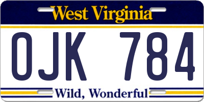 WV license plate OJK784