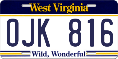 WV license plate OJK816