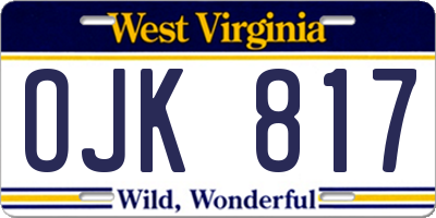 WV license plate OJK817