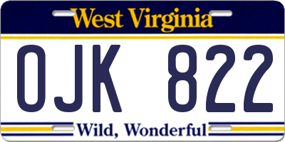 WV license plate OJK822
