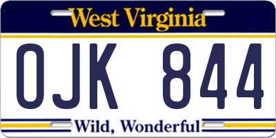 WV license plate OJK844