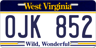 WV license plate OJK852