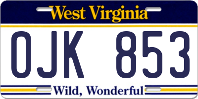 WV license plate OJK853