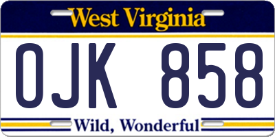 WV license plate OJK858
