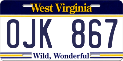 WV license plate OJK867