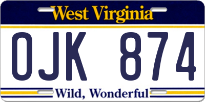 WV license plate OJK874