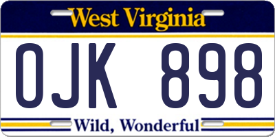 WV license plate OJK898