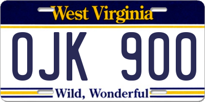 WV license plate OJK900
