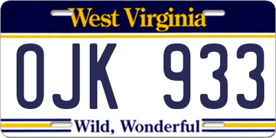 WV license plate OJK933