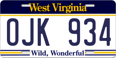WV license plate OJK934