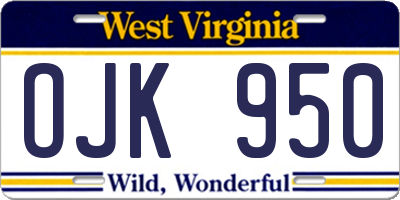 WV license plate OJK950