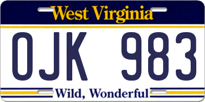 WV license plate OJK983