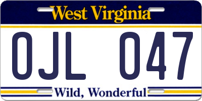 WV license plate OJL047