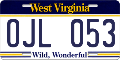 WV license plate OJL053