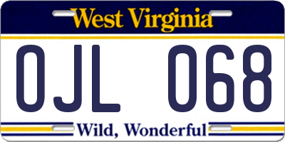 WV license plate OJL068