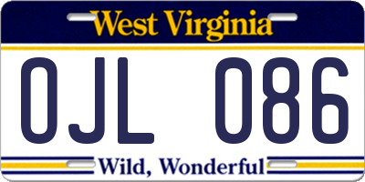WV license plate OJL086