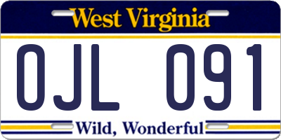 WV license plate OJL091