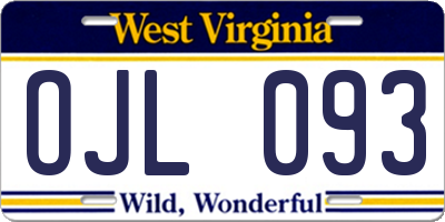 WV license plate OJL093