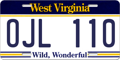 WV license plate OJL110