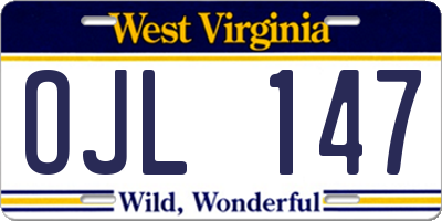 WV license plate OJL147
