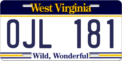 WV license plate OJL181