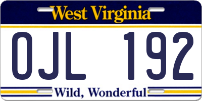 WV license plate OJL192