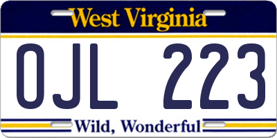 WV license plate OJL223