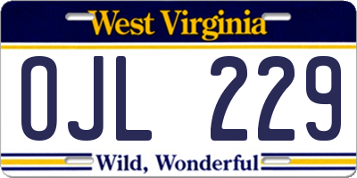 WV license plate OJL229