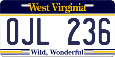 WV license plate OJL236