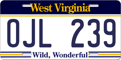 WV license plate OJL239