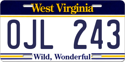 WV license plate OJL243
