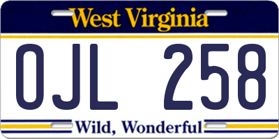 WV license plate OJL258