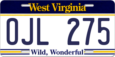WV license plate OJL275