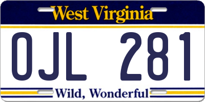 WV license plate OJL281