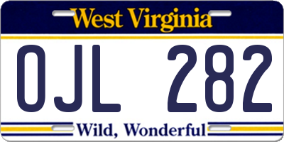 WV license plate OJL282