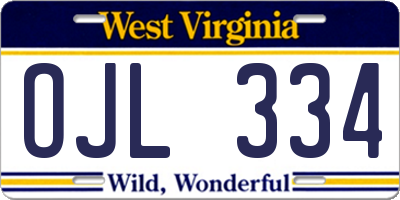 WV license plate OJL334