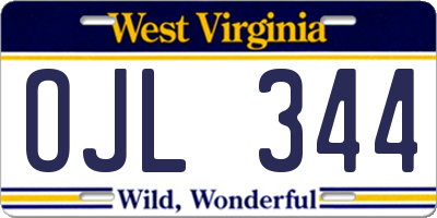 WV license plate OJL344