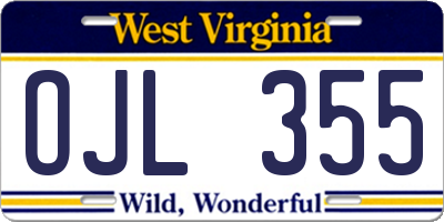 WV license plate OJL355