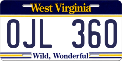 WV license plate OJL360
