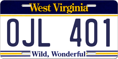 WV license plate OJL401
