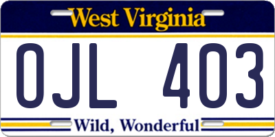 WV license plate OJL403