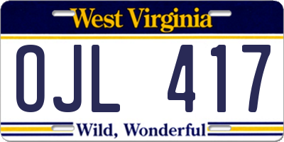 WV license plate OJL417
