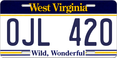 WV license plate OJL420