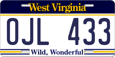 WV license plate OJL433