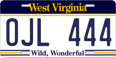 WV license plate OJL444