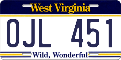 WV license plate OJL451